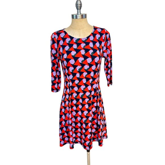 Tracy Negoshian Geometric Print Dress  3/4 Sleeve Stretch Dress Size XS - Picture 1 of 5